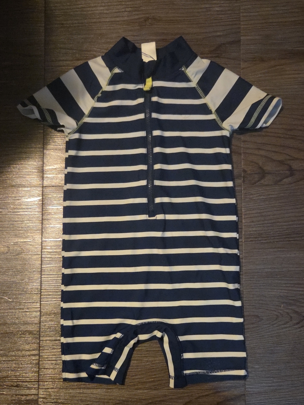 Carter's Navy & White Striped Short-Sleeve Rashguard One-Piece CARTERS